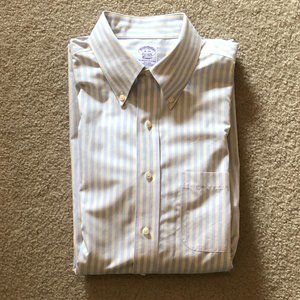Brooks Brothers Blue/Yellow Stripe Dress Shirt Size: 16-34